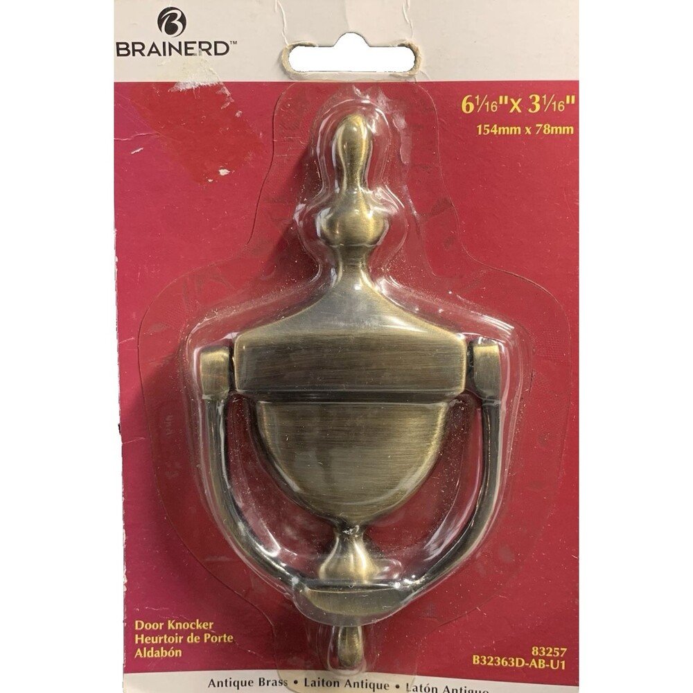 Brainerd Antique Brass Door Knocker 6 1/16" x 3 1/16" New Sealed Package